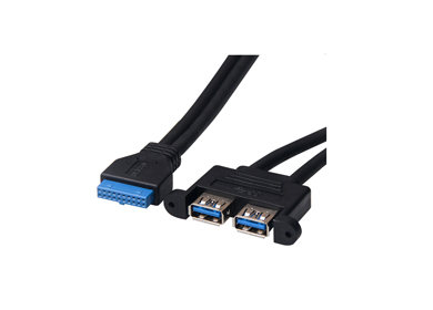  USB3.0 20PIN HSG对2个USB3.0AF档板线